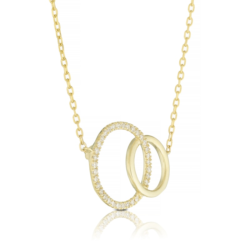 Main Image 2 of 9ct Yellow Gold Diamond Interlinked Circle Necklace