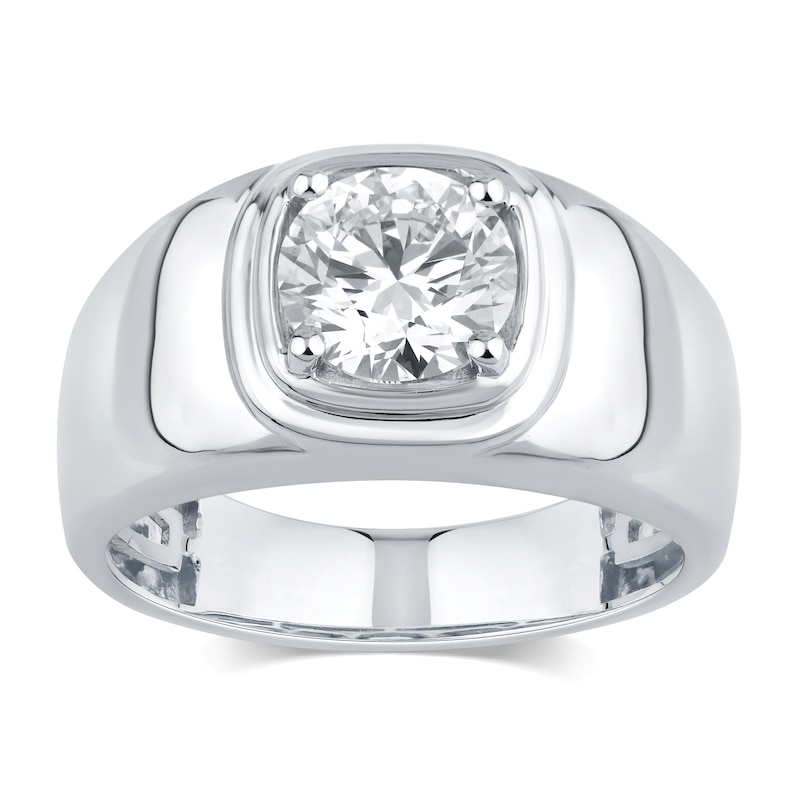 Main Image 1 of 9ct White Gold Lab Grown 1ct Diamond Solitaire Ring (Size L)