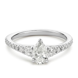 Engagement Ring Platinum Pear & Round Cut Solitaire 1ct Diamond Ring