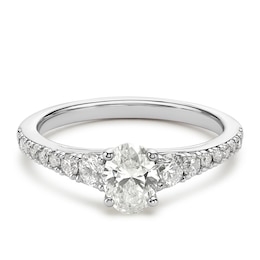 Engagement Ring Platinum Oval & Round Cut Solitaire 1ct Diamond Ring