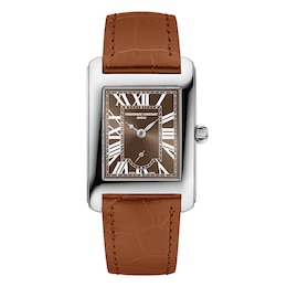 Frédérique Constant Classics Carrée Small Seconds Brown Leather Strap Watch