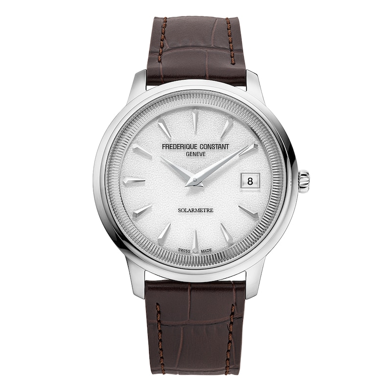 Main Image 1 of Frederique Constant Classics Moneta Solarmetre 39mm White Dial Brown Leather Strap Solar Watch