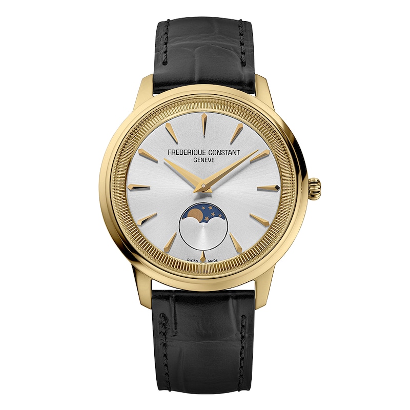 Main Image 1 of Frederique Constant Classics Moneta Moonphase 37mm Silver Dial Brown Leather Strap Watch