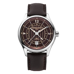 Frederique Constant Classics Runabout 42mm Brown Dial Leather Strap Automatic GMT Watch