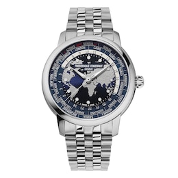 Frederique Constant Classic Worldtimer 40mm Blue Dial Stainless Steel Automatic Watch