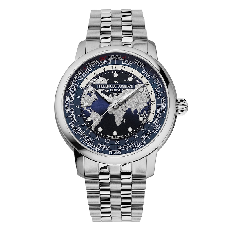 Main Image 1 of Frederique Constant Classic Worldtimer 40mm Blue Dial Stainless Steel Automatic Watch