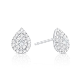 9ct White Gold 0.50ct Diamond Pear Shaped Cluster Stud Earrings
