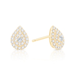 9ct Yellow Gold 0.50ct Diamond Pear Shaped Cluster Stud Earrings