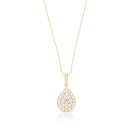 9ct Yellow Gold 0.50ct Diamond Pear Shaped Cluster Pendant