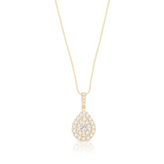 9ct Yellow Gold 0.50ct Diamond Pear Shaped Cluster Pendant