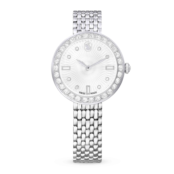Swarovski Matrix Tennis 7-Link Watch Swiss Made Metal Bracelet Silver Tone Stainless Steel - Image 2
