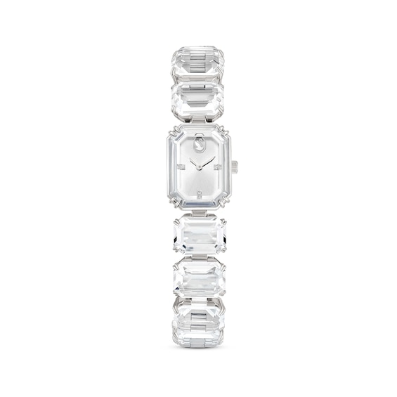 Swarovski Unisex White Watch, Octagon Cut Bracelet, Stainless Steel - Image 2