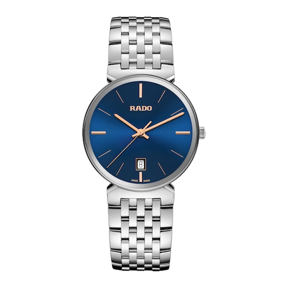 Men's Rado Florence 38Mm Blue Dial Stainless Steel Watch