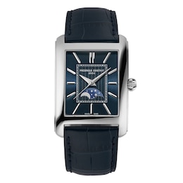 Frederique Constant Classics Carrée Moonphase Navy Dial & Blue Leather Strap Watch