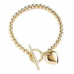 Lauren Ralph Lauren Gold Tone Beaded Puffy Heart Bracelet
