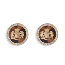 Lauren Ralph Lauren Gold Tone & Tortoise Pavé Crest Stud Earrings