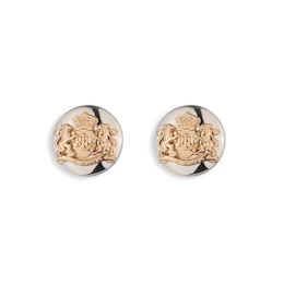 Lauren Ralph Lauren Silver & Gold Tone Crest Logo Stud Earrings