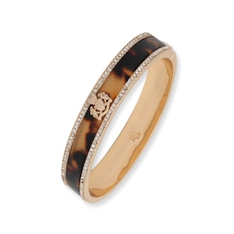 Lauren Ralph Lauren Gold Tone & Tortoise Pavé Crest Logo Hinge Bangle