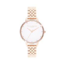 Olivia Burton 30mm Rainbow Bezel IP Rose Gold Tone Stainless Steel Bracelet Watch