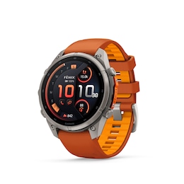 Garmin fenix 9 Pro inReach 47mm Titanium Black Dial Orange Silicone Strap Watch