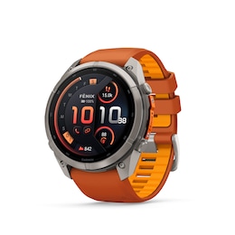 Garmin fenix 9 Pro inReach 51mm Titanium Black Dial Orange Silicone Strap Watch