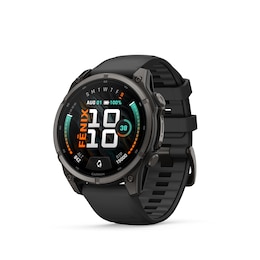 Garmin fenix 9 47mm Carbon Grey DLC Titanium Black Dial Black Silicone Strap Watch