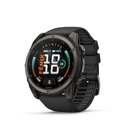Garmin fenix 9 51mm Carbon Grey DLC Titanium Black Dial Black Silicone Strap Watch
