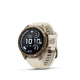 Garmin fenix 9 Pro inReach 43mm Autumn Gold Titanium Black Dial Cream Silicone Strap Watch