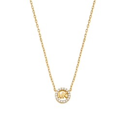 Michael Kors Women's Gold Tone Mini Pavé Logo Pendant Necklace