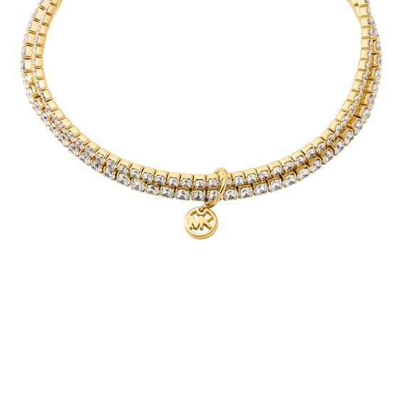 Michael Kors Women's Kors Brilliance 14ct Gold Plated Double Bracelet