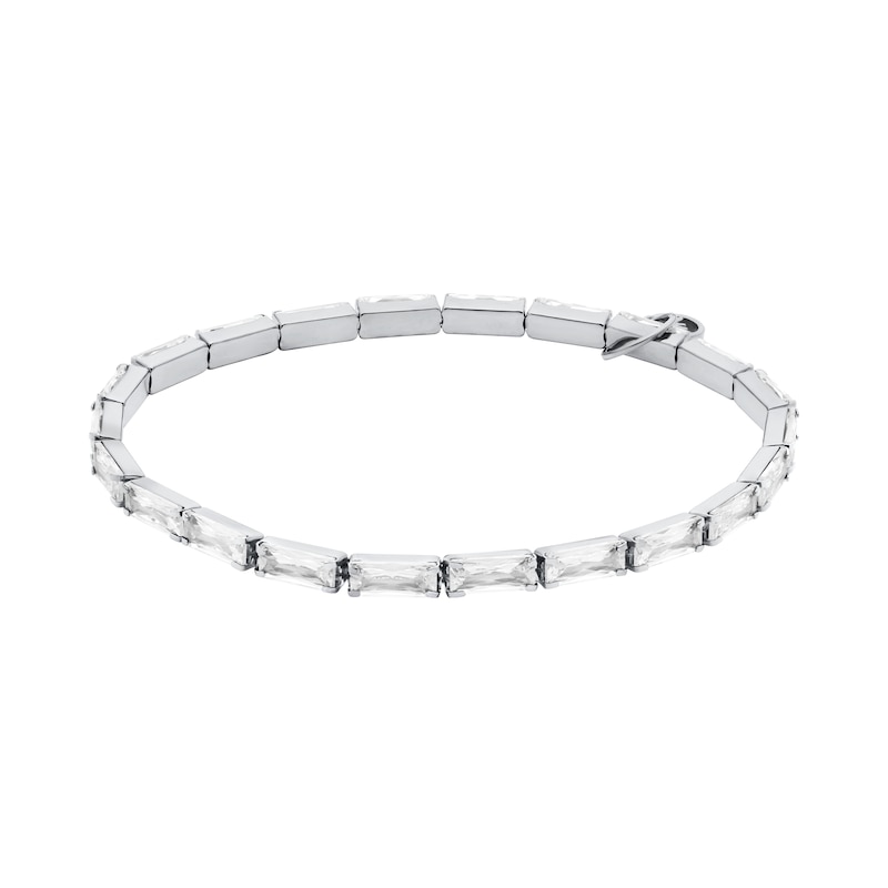 Main Image 1 of Michael Kors Women's Silver Tone Baguette Stretch Tennis Bracelet