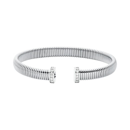 Michael Kors Women's Silver Tone Ribbon Flex Cuff Bracelet