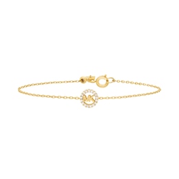 Michael Kors Women's Gold Tone Mini Pavé Logo Bracelet