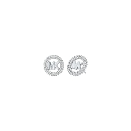 Michael Kors Women's Silver Tone Small Logo Stud Earrings