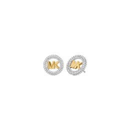 Michael Kors Women's Gold Tone Small Pavé Logo Stud Earrings