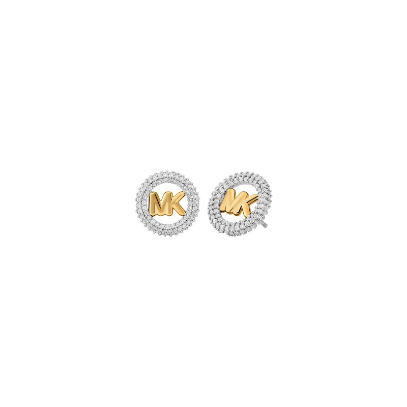 Main Image 1 of Michael Kors Women's Gold Tone Small Pavé Logo Stud Earrings