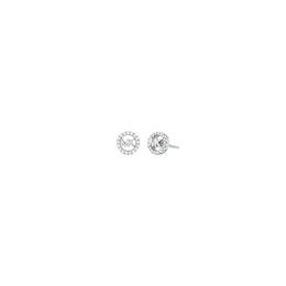 Michael Kors Women's Silver Tone Mini Pavé Logo Stud Earrings