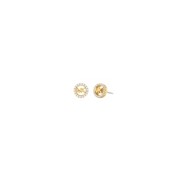 Michael Kors Women's Gold Tone Mini Pavé Logo Stud Earrings