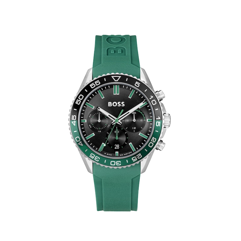 Main Image 1 of BOSS Runner 44mm Black Dial Green Silicone Strap Watch