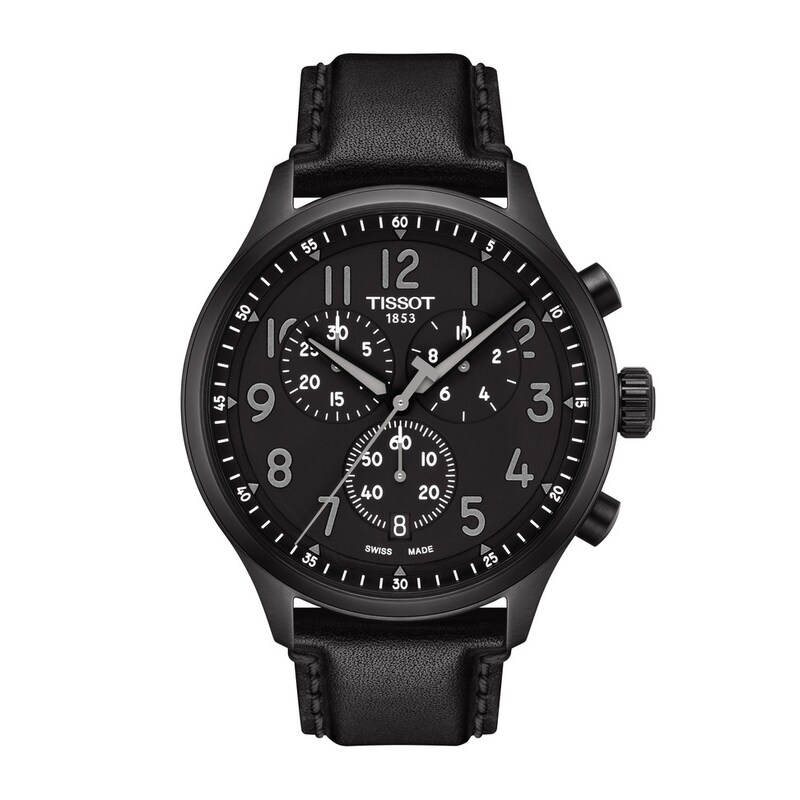 Tissot Chrono XL Vintage Men's Black Leather Strap Watch