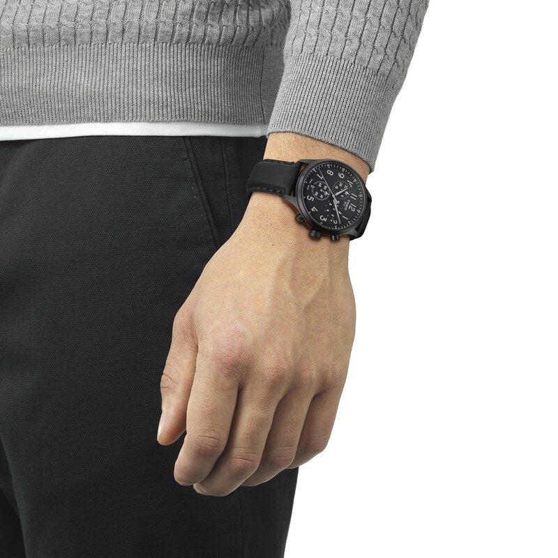 Tissot Chrono XL Vintage Men's Black Leather Strap Watch