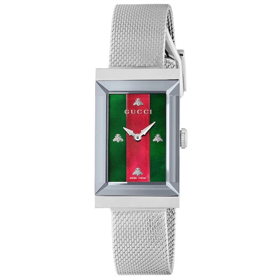 Gucci G-Frame 21mm Stainless Steel Mesh Bracelet Watch