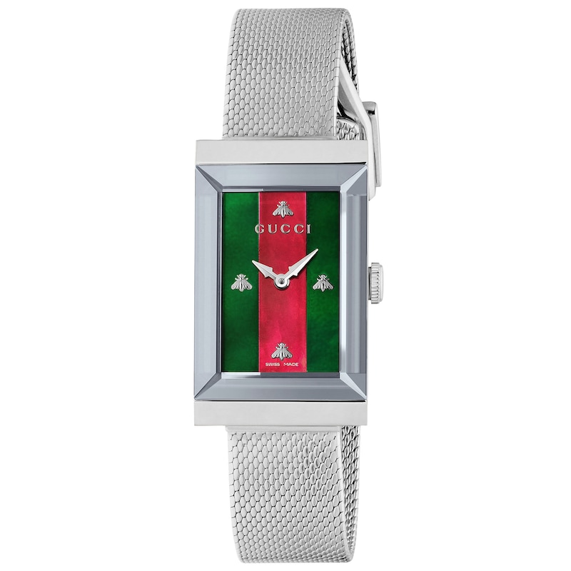 Gucci G-Frame 21mm Stainless Steel Mesh Bracelet Watch