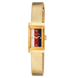 Gucci G-Frame Yellow Gold Tone Mesh Bracelet Watch