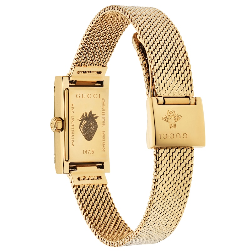 Gucci G-Frame Yellow Gold-Tone Mesh Bracelet Watch