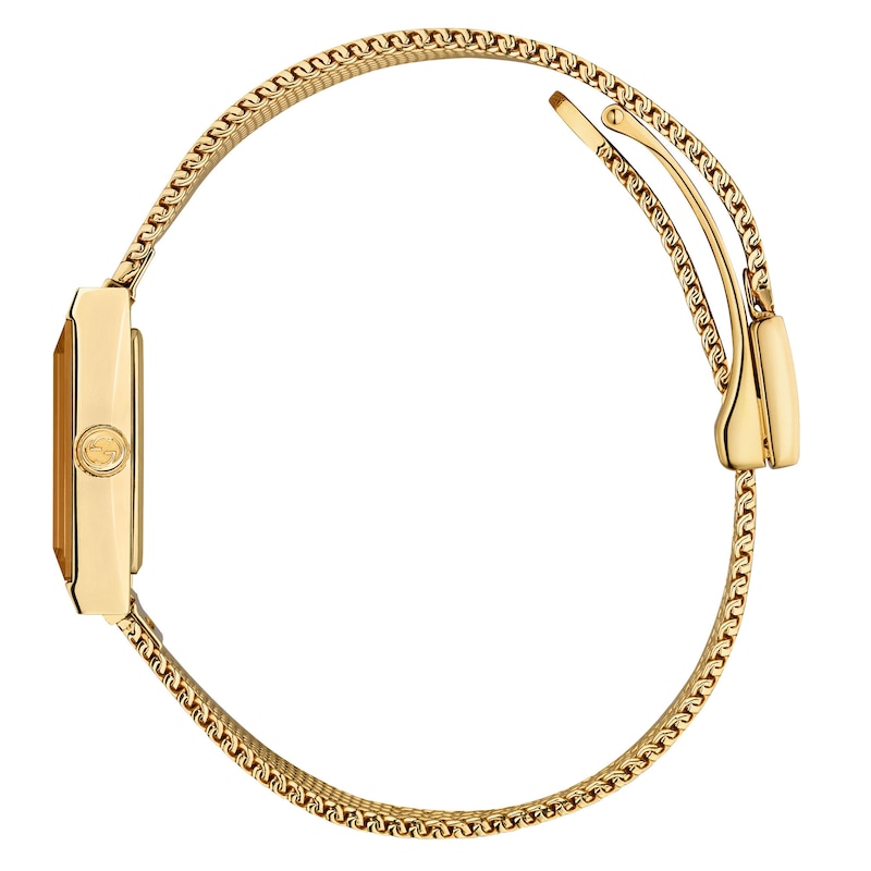 Gucci G-Frame Yellow Gold-Tone Mesh Bracelet Watch