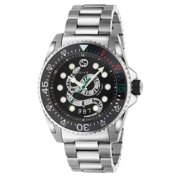 Gucci Dive Snake Dial Stainless Steel Bracelet Watch