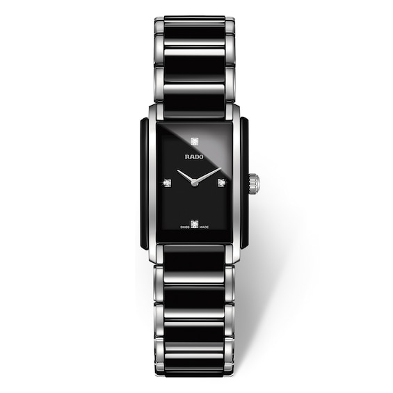 Women's Rado Integral Stainless Steel & Black Ceramic Bracelet Watch