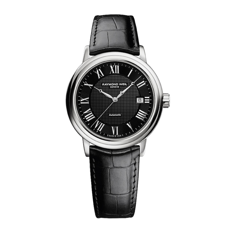 Raymond Weil Maestro Black Leather Strap Watch