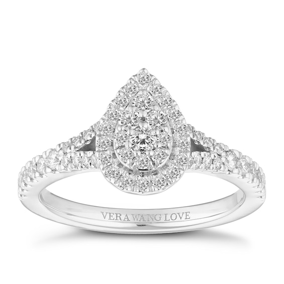 Engagement Ring Vera Wang Platinum Pear Cluster 0.45ct Diamo